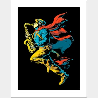 Saxophone a jazzy superhero Posters and Art